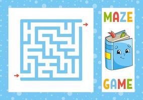 Square maze. Game for kids. Puzzle for children. Happy character. Labyrinth conundrum. Find the right path. Vector illustration.