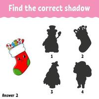 Find the correct shadow. Education developing worksheet. Matching game for kids. Activity page. Puzzle for children. cartoon character. Vector illustration.