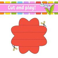 Cut and play. Logic puzzle for kids. Education developing worksheet. Learning game. Activity page. Cutting practice for preschool. Vector illustration.