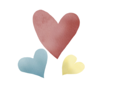 red blue yellow rainbow watercolor hearts png