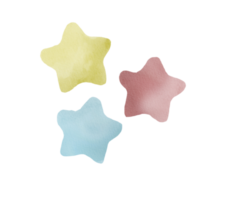 ilustração de estrelas em aquarela azul vermelho pastel amarelo png