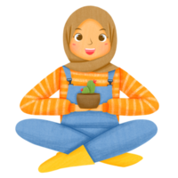 hijab mujer jardinero png