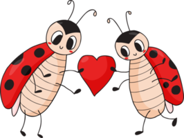 Cute ladybugs with heart png