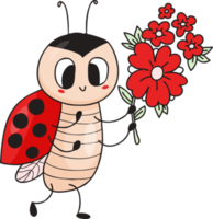 Marienkäfer mit Blumenstrauß png