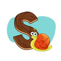 Cute snail smiling illustration vector. vector