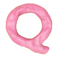 q-Buchstaben-Logo-Design aus Plastilin isoliert. Rosa q Ton Spielzeug Symbol Vorlage Elemente Konzept, 3D-Illustration rendern png