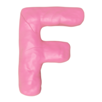 F letter logo design from plasticine isolated. pink F clay toy icon template elements concept, 3d illustration render png