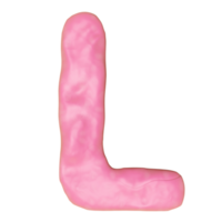 l brief logo ontwerp van plasticine geïsoleerd. roze l klei speelgoed- icoon sjabloon elementen concept, 3d illustratie geven png