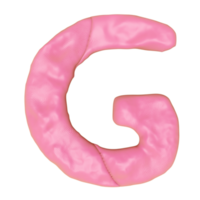 G letter logo design from plasticine isolated. pink G clay toy icon template elements concept, 3d illustration render png
