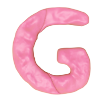 diseño de logotipo de letra g de plastilina aislado. Icono de juguete de arcilla rosa g concepto de elementos de plantilla, ilustración 3D Render png