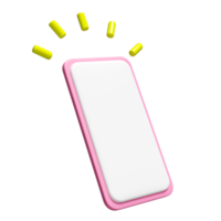 telefone celular ou smartphone com luz amarela isolada. conceito de dica de ideia, resumo mínimo, renderização de ilustração 3d png