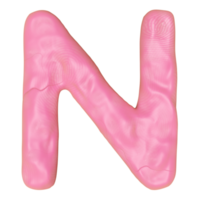 N letter logo design from plasticine isolated. pink N clay toy icon template elements concept, 3d illustration render png