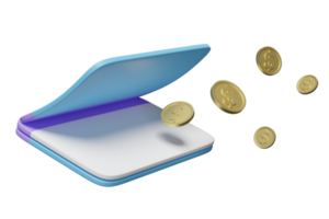 3d bank account open book, passbook with money dollar coin isolated. saving money, financial business, banking payment, minimal concept, 3d render illustration png