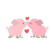 pig with heart in love, valentine's day illustration