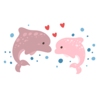 cute dolphin in love, valentine's day illustration png
