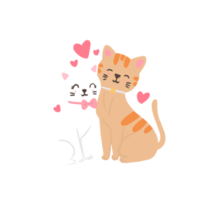 cat in love with heart, valentine's day illustration png