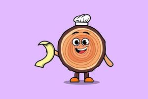 Cute cartoon Wood trunk chef with menu in hand vector