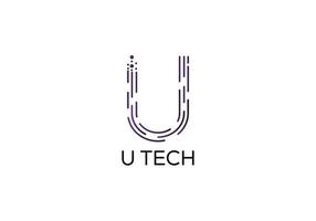 U Tech Abstract U letter modern minimalist logo design vector