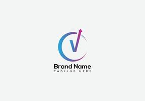 Abstract v letter modern initial logo design vector