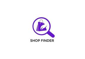 Shop finder Abstract shopping mall search emblem logo design vector