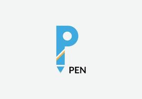 plantilla de diseño de logotipo de pluma de letra inicial p abstracta vector
