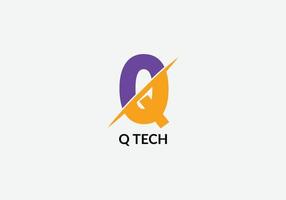 q tech resumen q diseño de logotipo de letra moderna inicial vector