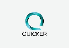 Quicker Abstract Q initial modern letter logo design vector