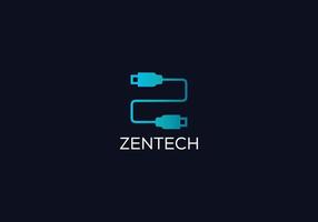 Zentech Abstract z letter modern lettermarks logo design vector