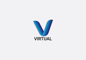 Virtual Abstract v letter modern initial logo design vector