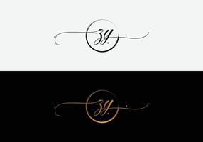 ZY Initial calligraphy handwritten logo. Handwritten alphabet in the logo template. Letters and Alphabet for signature, wedding, fashion, floral and botanical logo design vector