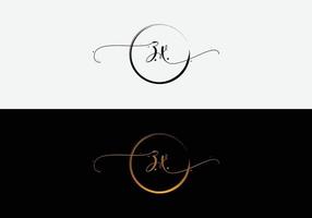 Zx Initial calligraphy handwritten logo. Letters and Alphabet for signature, wedding, fashion, floral and botanical logo design vector