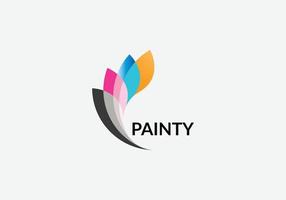 Abstract painty emblem leaf logo design vector