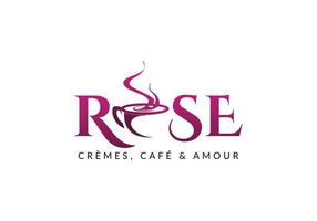 Abstract Rose emblem typography tea coffee logo design vector