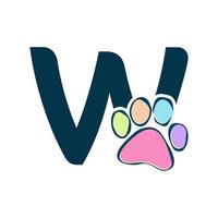 Initial W Paws Logo vector