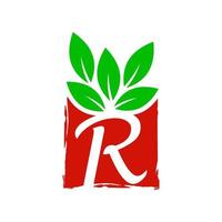 Initial R Leaf Box Logo vector