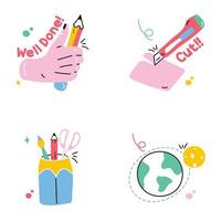 Set of Stationery Flat Stickers vector