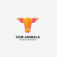 cow head logo gradient color vector template