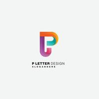 plantilla de degradado de arte de logotipo colorido de diseño de letra p vector