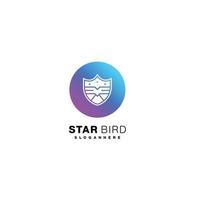 estrella pájaro logotipo símbolo plantilla ilustración diseño degradado color vector