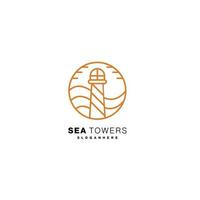 lighthouse design line art logo color template icon vector