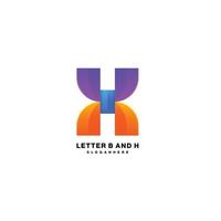 letter b and h logo design gradient colorful symbol vector