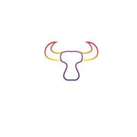 head bull line art design gradient color logo template vector