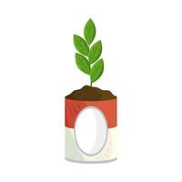 planta en un icono de lata vector