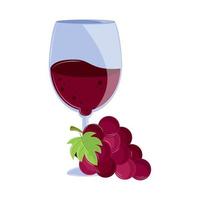 wine glass and grapes vector