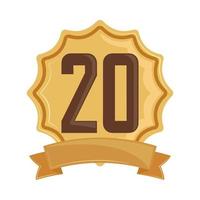 golden badge anniversary 20 vector