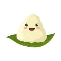 cute zongzi on leaf vector