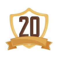 insignia de oro del 20 aniversario vector