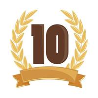 10 anniversary golden badge, layout vector