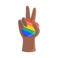 mano con corazón lgbt bandera vector