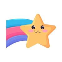 shooting star kawaii sky vector